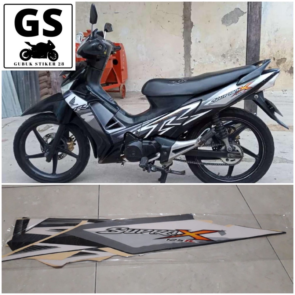 STRIPING STIKER LIS BODY MOTOR HONDA SUPRA X 125 R TAHUN 2012 HITAM
