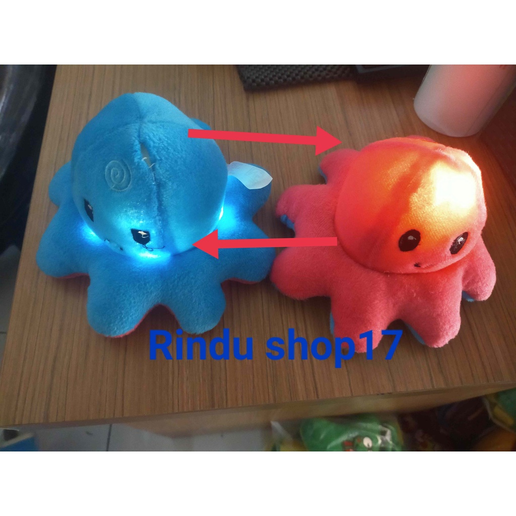 Boneka Gurita Octopus Bolak - Balik Dua Sisi Reversible MENYALA