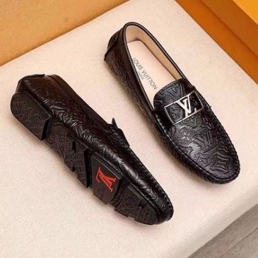 sepatu loafer lou is vuitton mirror quality shoes lv hitam kulit asli