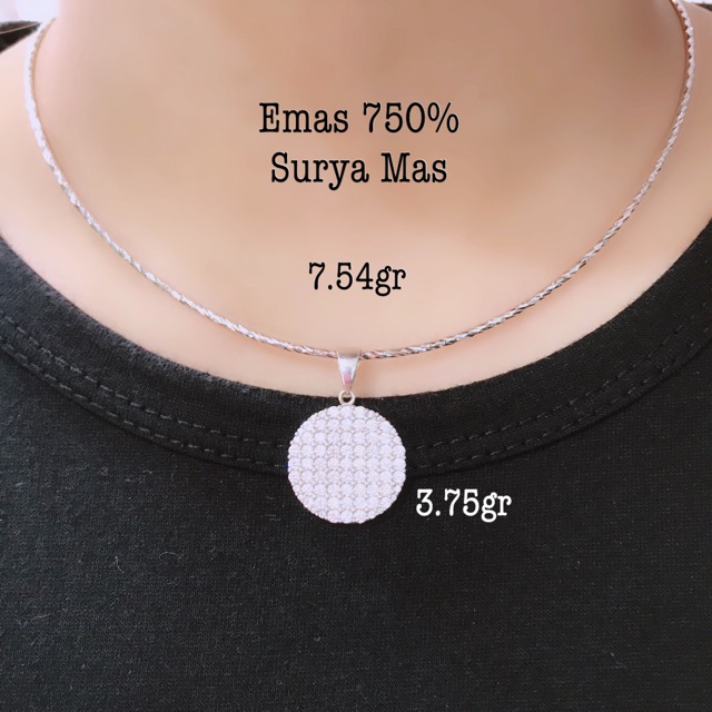 Kalung kawat dan liontin emas 750%