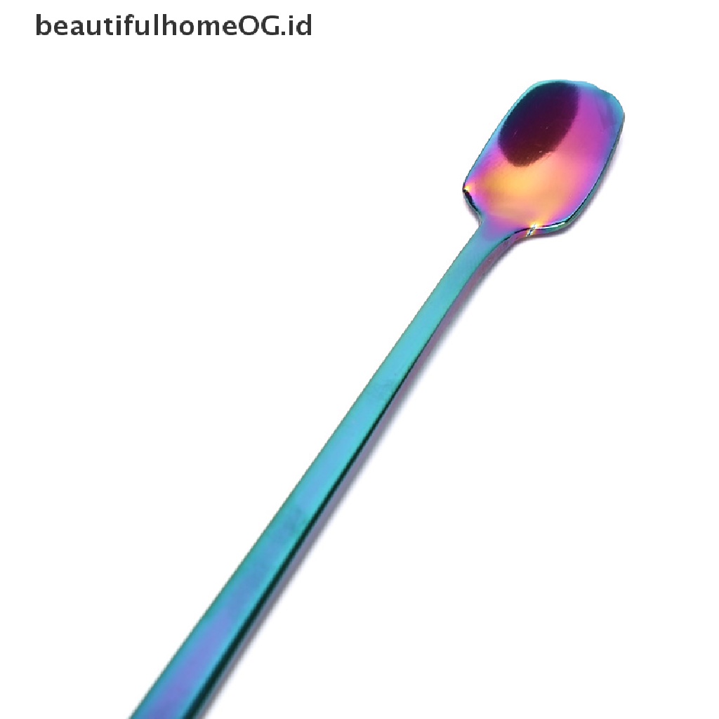 1 Pc Sendok Kopi Bahan Stainless Steel Bentuk Persegi Panjang Warna-Warni