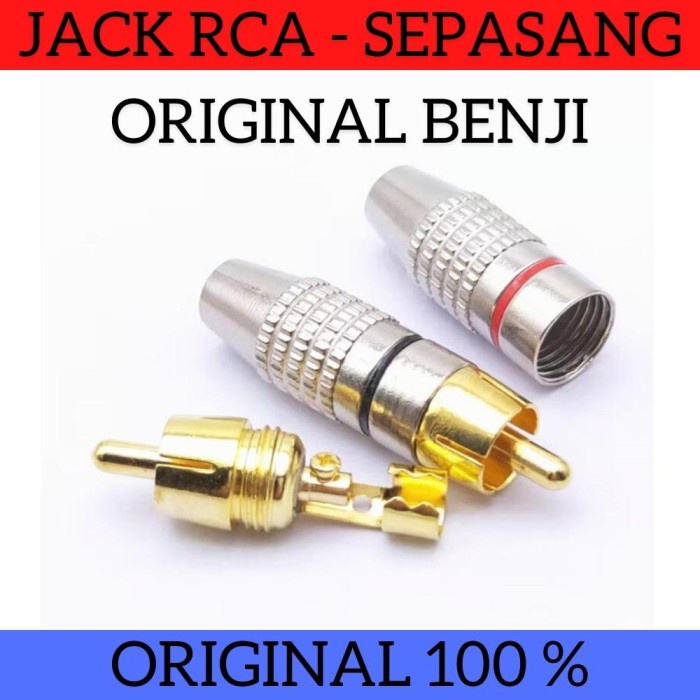 Benji BJ51033 Audio Jack RCA Silver Stereo Per Set 2 Pcs Merah Hitam