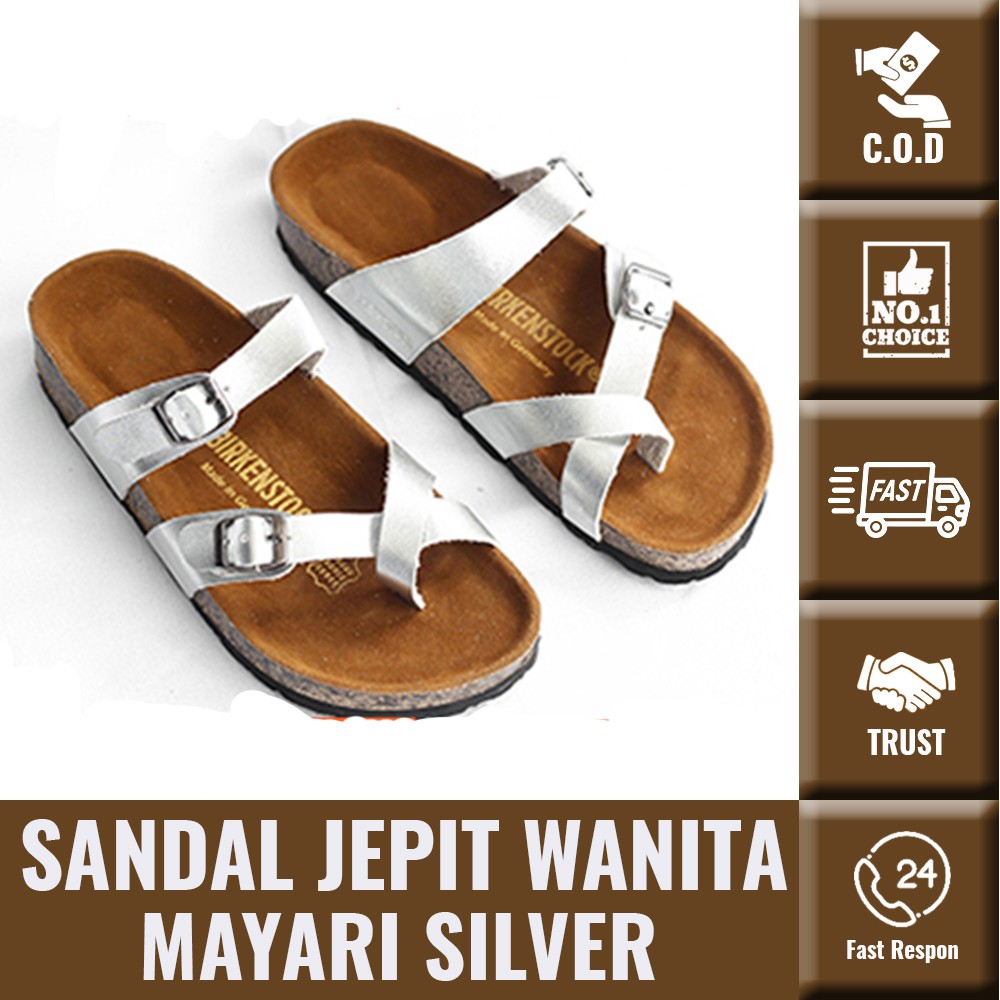 BIRKENSTOCK Sandal  Jepit  Wanita MAYARI SILVER Gesper 2 