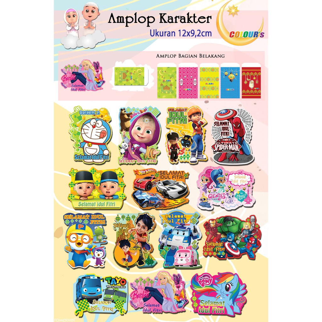 

AMPLOP LEBARAN POND KARAKTER isi 4 pak (20 pcs) Motif acak