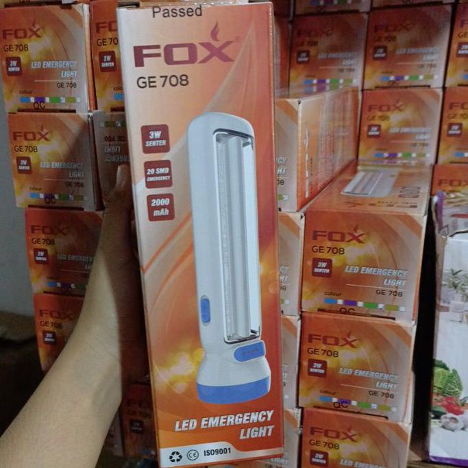 Senter fox 706 senter emergency super terang lampu darurat mati FOX 706 2000Mah awet samping panjang