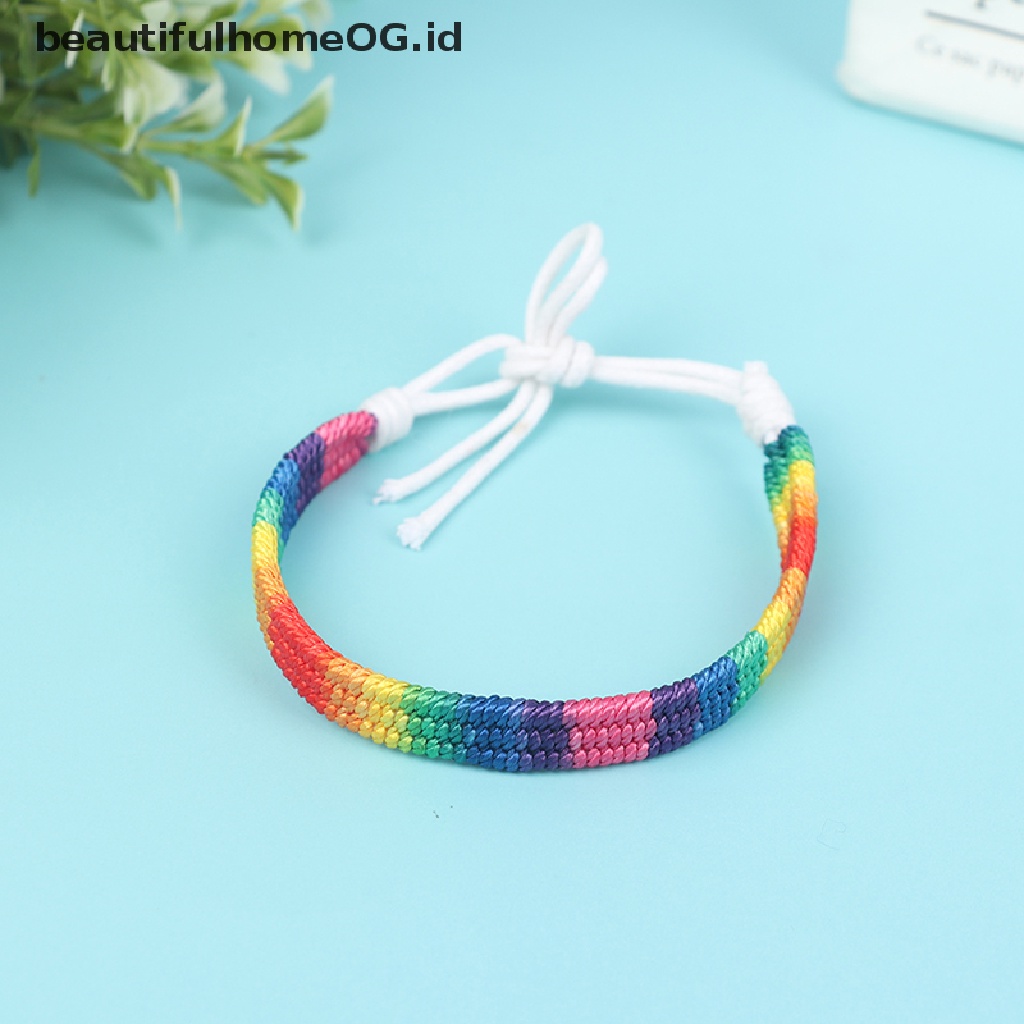 Gelang Tali Handmade Warna Pelangi Untuk Pria Dan Wanita