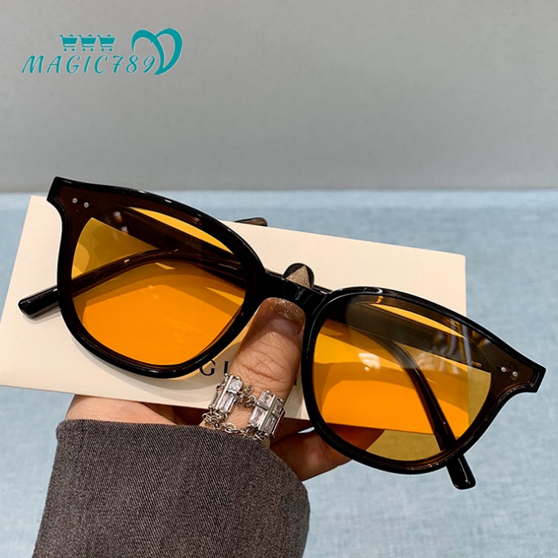 Papaozhu Trendy Lensa Coklat Hitam Square Frame Sunglasses Untuk Wanita Pria Chic Perlindungan UV Warna Kepribadian Mengemudi Kacamata Aksesoris Harian