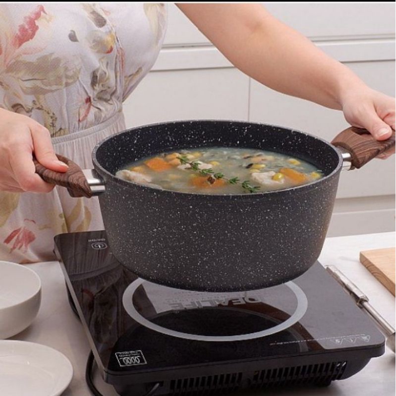 Idealife IL-20CR Panci Casserole Masak Tutup Kaca 20cm Rebus Kuah Air Induksi Spatula