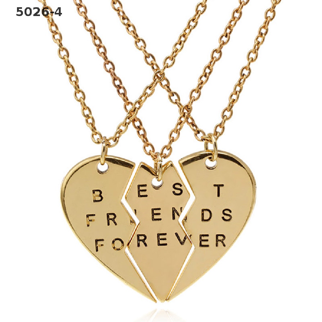 5026-4 Fashion 3Pieces Broken Heart Pendant Necklace Chic Best Friends Forever Necklace 5026-4