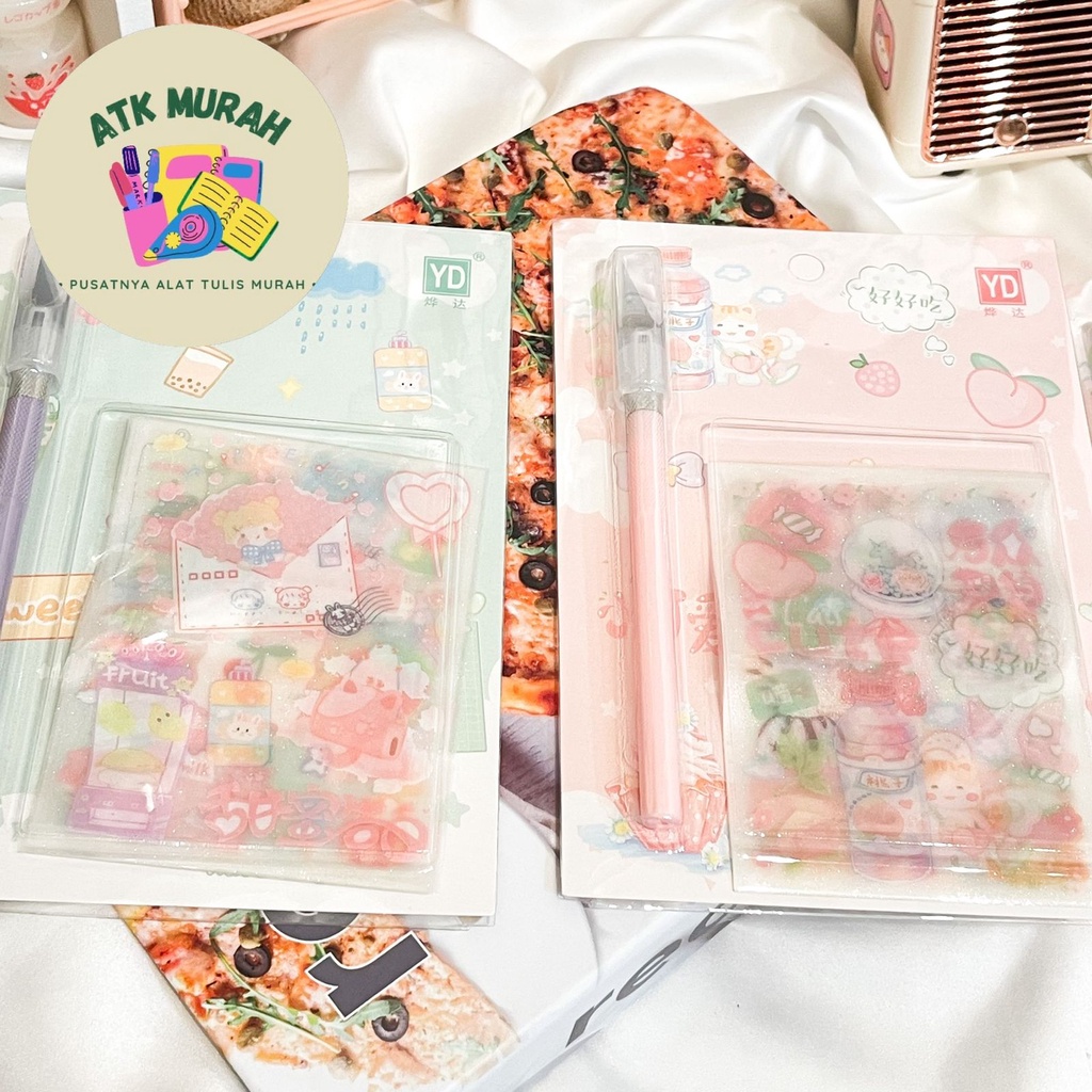 

paket stiker plus pisau pemotong stiker kode YD-XKKD01 cover termurah hampers kreatifitas lucu imut COD