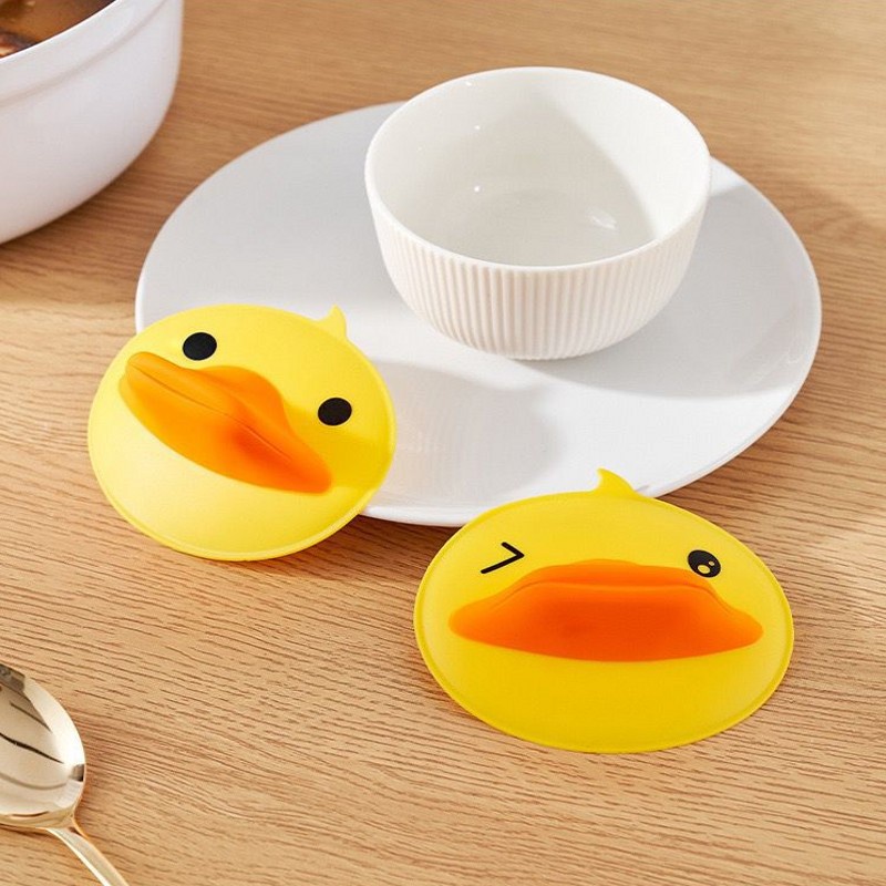 Hot Sale/Silicone Cute Duck Penjepit Anti Panas Melepuh/Klip Panci Panas Terisolasi/Sarung Tangan Oven Microwave Non-slip Suhu Tinggi/Multifungsi Piring Mangkok Gripper Aksesoris Dapur