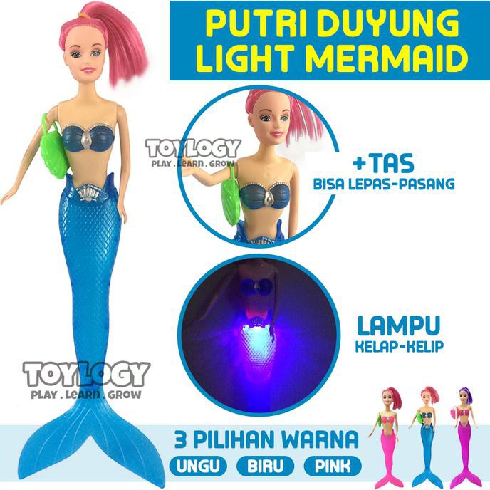 Mainan Anak Perempuan Boneka Putri Duyung Mermaid Doll Lampu Barbie