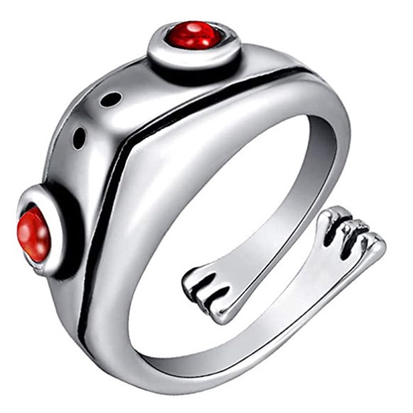9pcs / Set Cincin Model Terbuka Bahan Metal Desain Katak Ular Dapat Disesuaikan Untuk Wanita