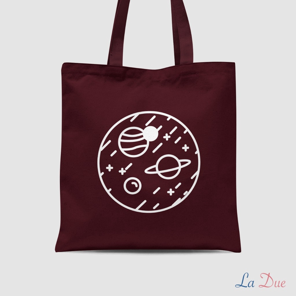 Tote Bag - Planet - Tas Tote Bag (Resleting) Totebag Wanita