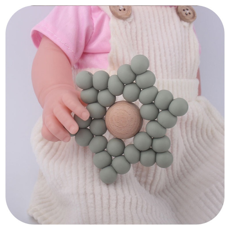 Mary Mainan Teether Bayi Bentuk Hexagon Bahan Silikon Food Grade BPA Free