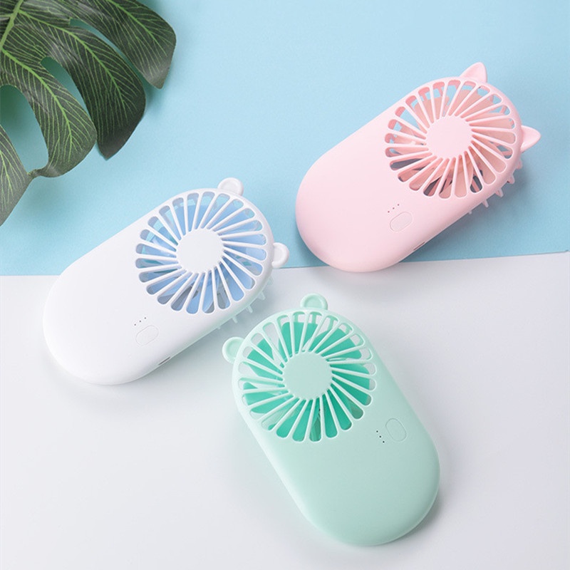 Kipas Angin Karakter Portable Mini Fan Karakter Rechargeable Usb Besi Kipas Portabel Tangan 3-Speed Adjustment