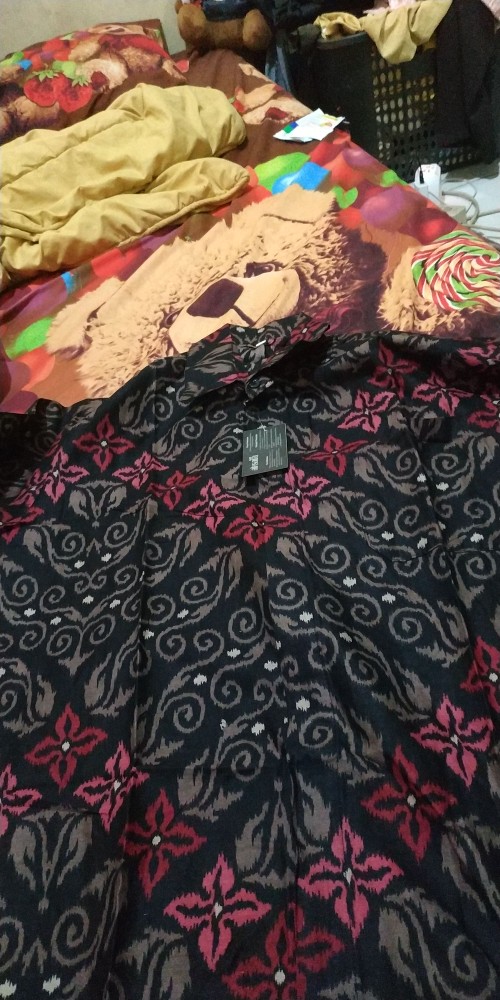 Kemeja Batik Modern Lengan Panjang Bunga Zigzag Lawasan Warna Hitam Murah Size M L Xl Xxl Xxxl Trend