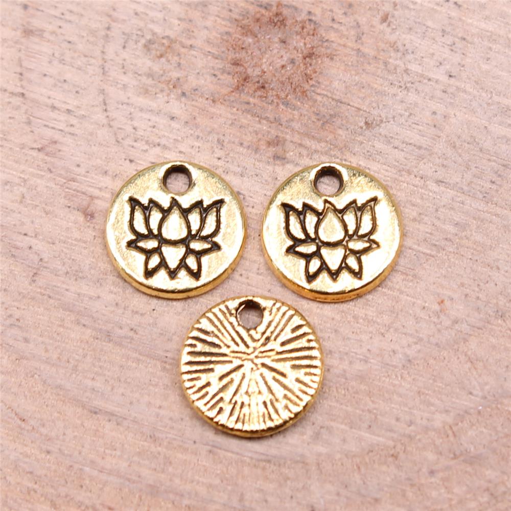 Charms 8X3 mm Lotus Gold