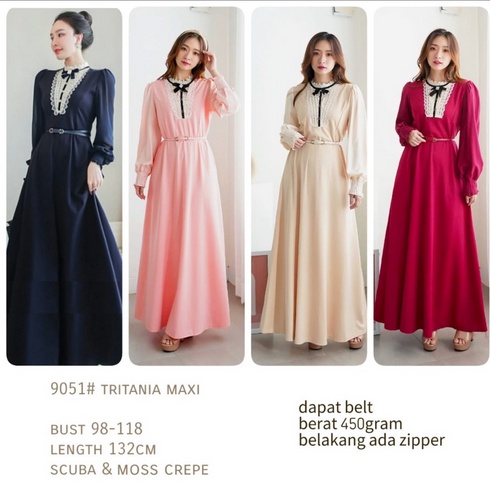 HOPYLOPY - Maxi Dress Wanita Terbaru Kekinian Tritania Import ( Free Belt )