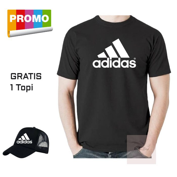Kaos Distro Addidas Besar Putih Gratis Topi Quality Premium Pria Wanita Keren Best Seller