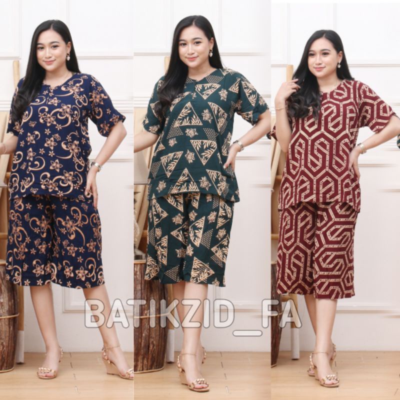 Daster Batik Lengan Pendek - Motif Acak / Campur - Lehar Kancing