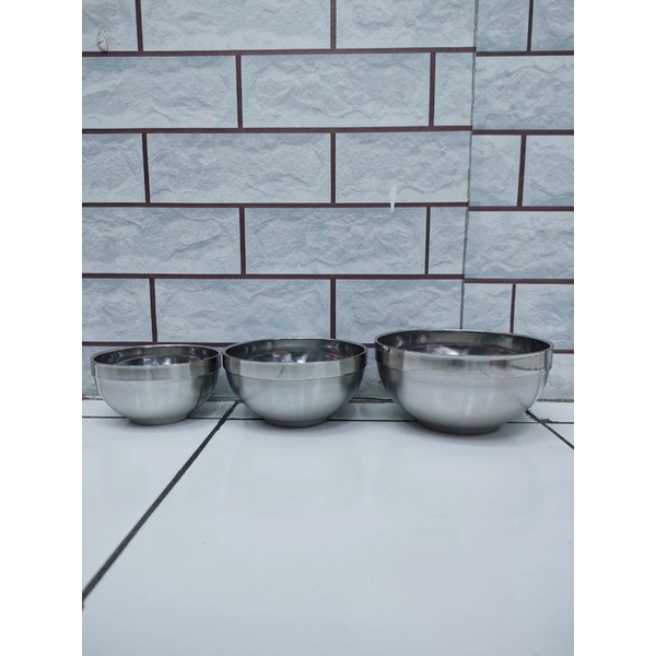 Mangkok Stainless Korea dengan 3 ukuran/ Korea Stainless Bowl