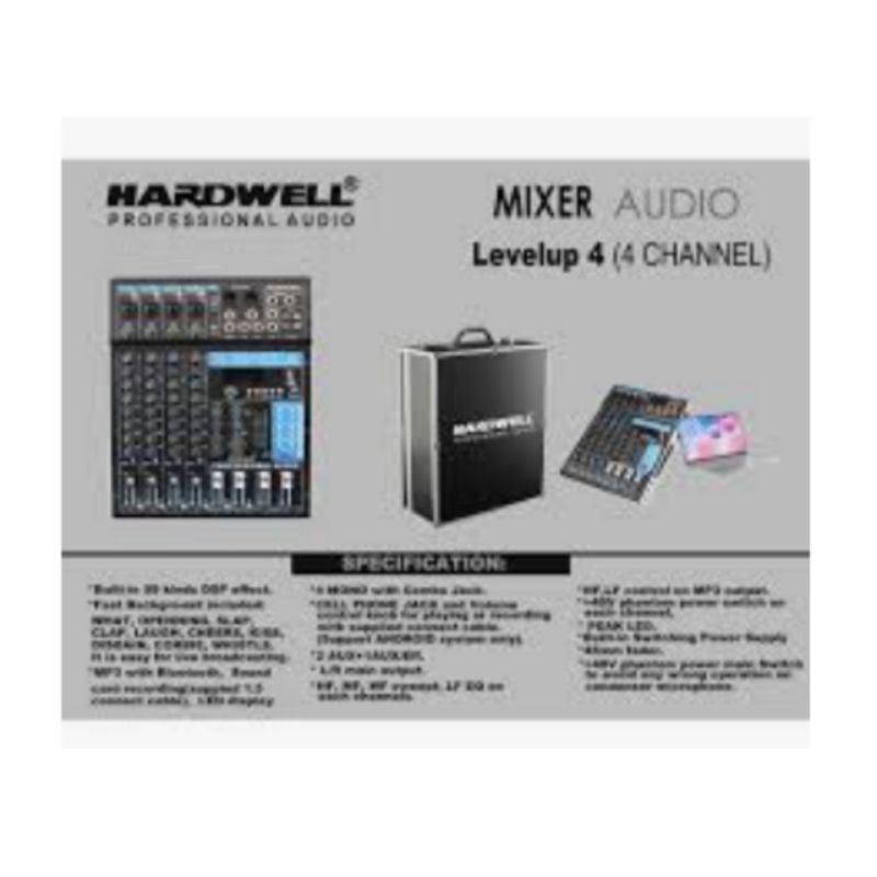 Mixer Audio Hardwell Level up 4, Mixer Hardwell 4 channel, garansi hardwell