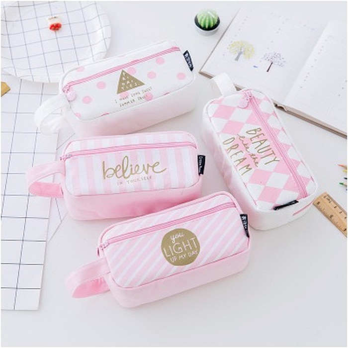 

Jual [PENCIL BAG] BIG CAPACITY Korean PINK DESIGN / Kotak Pensil Murah