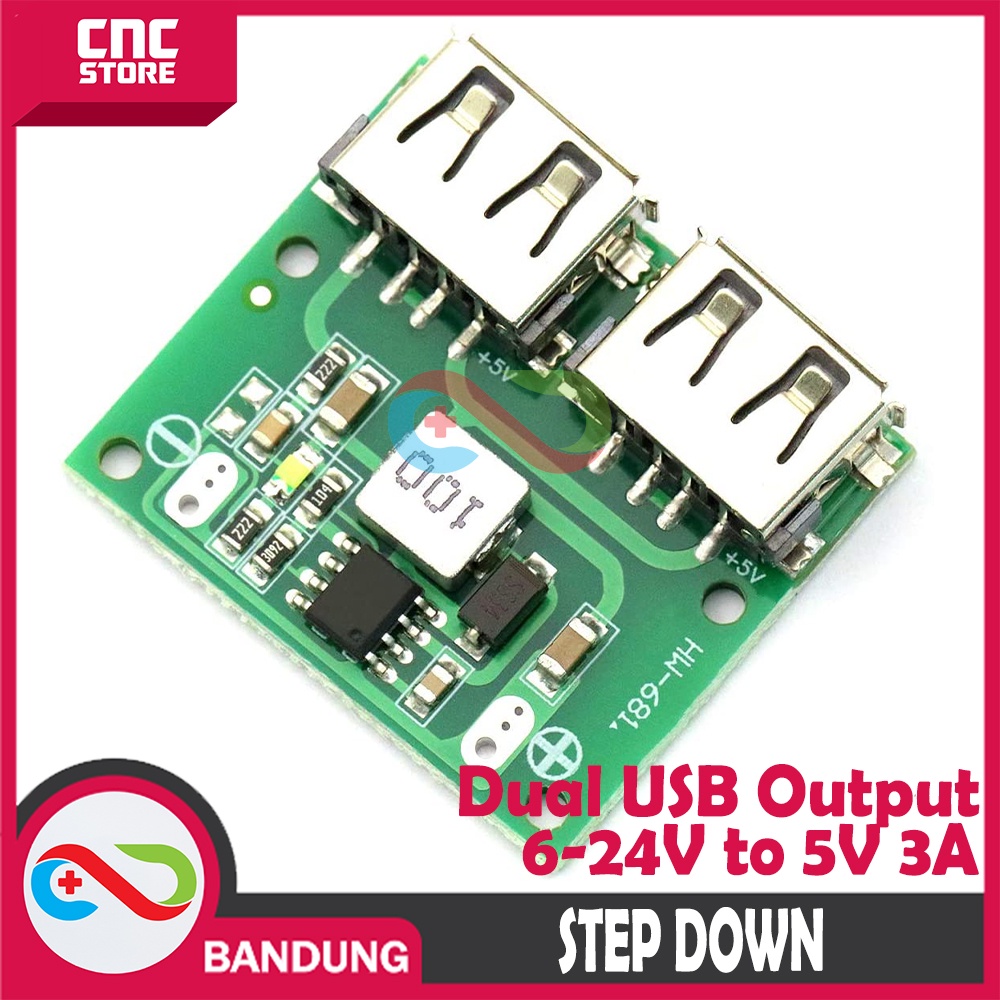 STEP DOWN DC DC 9V - 24V TO 5V 3A DUAL USB OUTPUT CHARGING MODULE