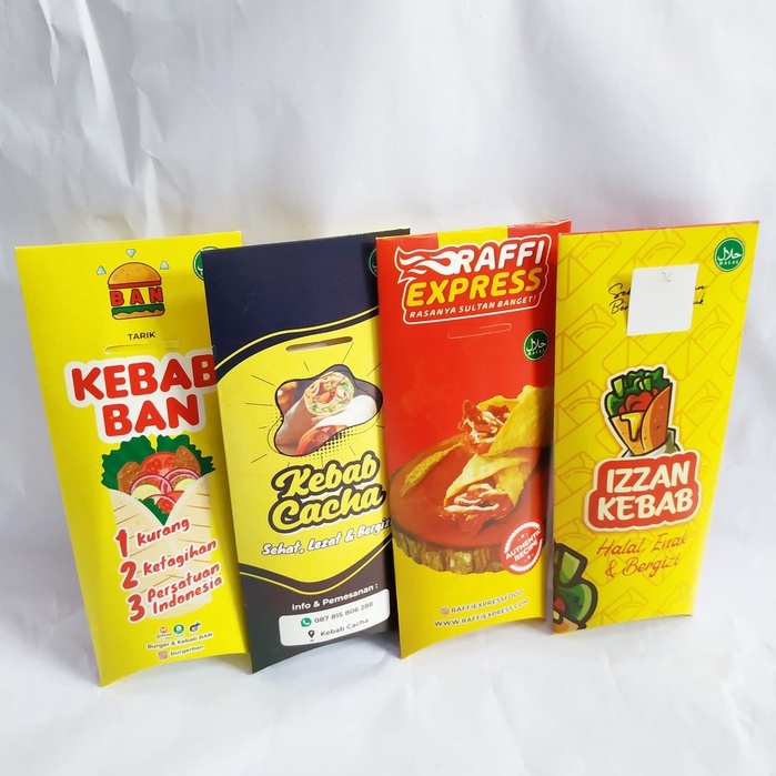 Dus Kebab Sedang/ Bungkus Kebab Sedang / Kemasan Kebab Sedang Ivory Custom Desain 1000pcs