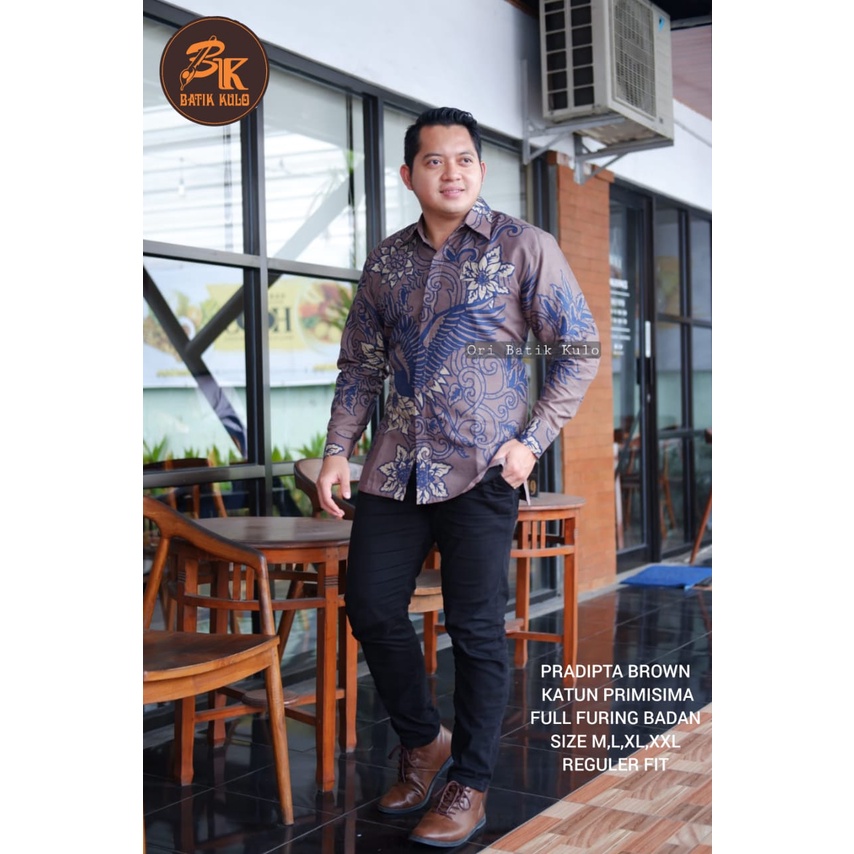 Batik pria lengan panjang BIRU UNGU modern ORIGINAL BAJU PREMIUM KEKINIAN SOLO MURAH TERBARU &quot;KULO&quot;