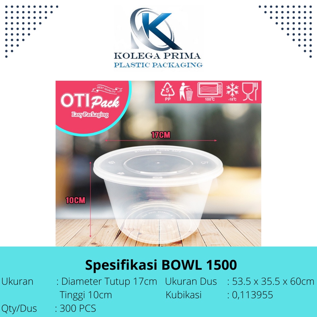 THINWALL BOWL 1500ML BISA MICROWAVE/ MANGKOK PLASTIK MURAH/ WADAH TOPLES PLASTIK ISI 25PCS