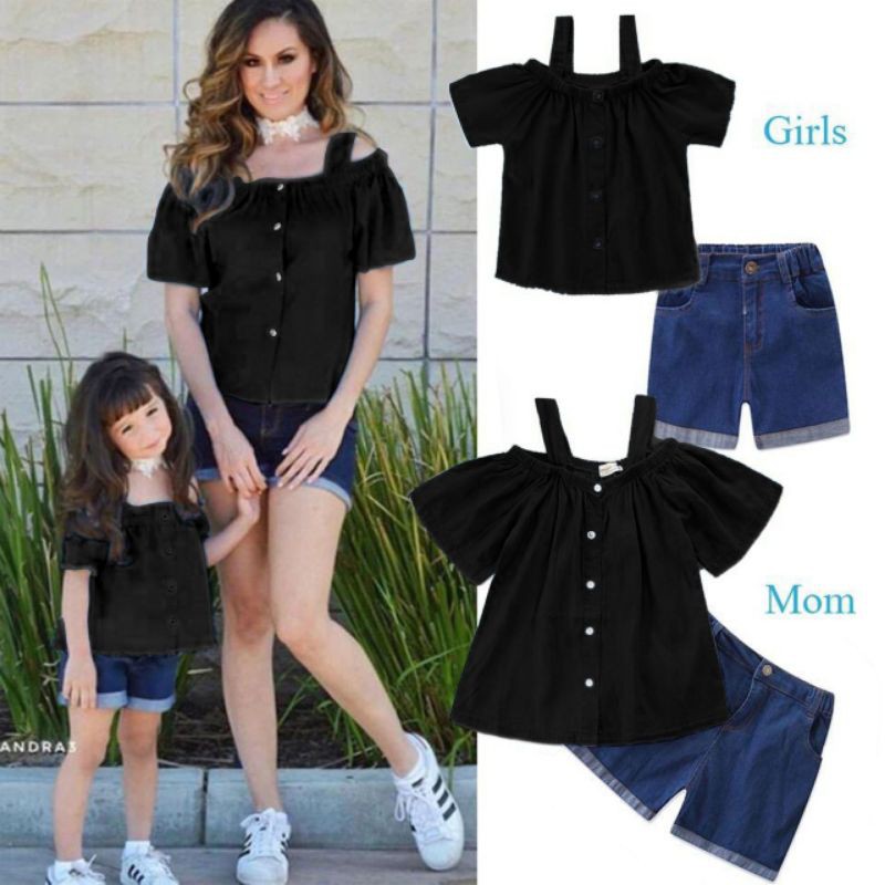 Set Adella couple mom kid jeans couple atasan sabrina murah couple kekinian couple mk family