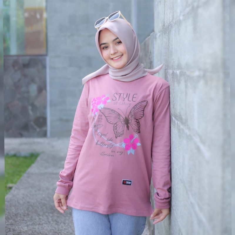 Kaos atasan Tunik Hijab wanita / Atasan panjang wanita / Baju Wanita Tangan Panjang Forever motif Ku