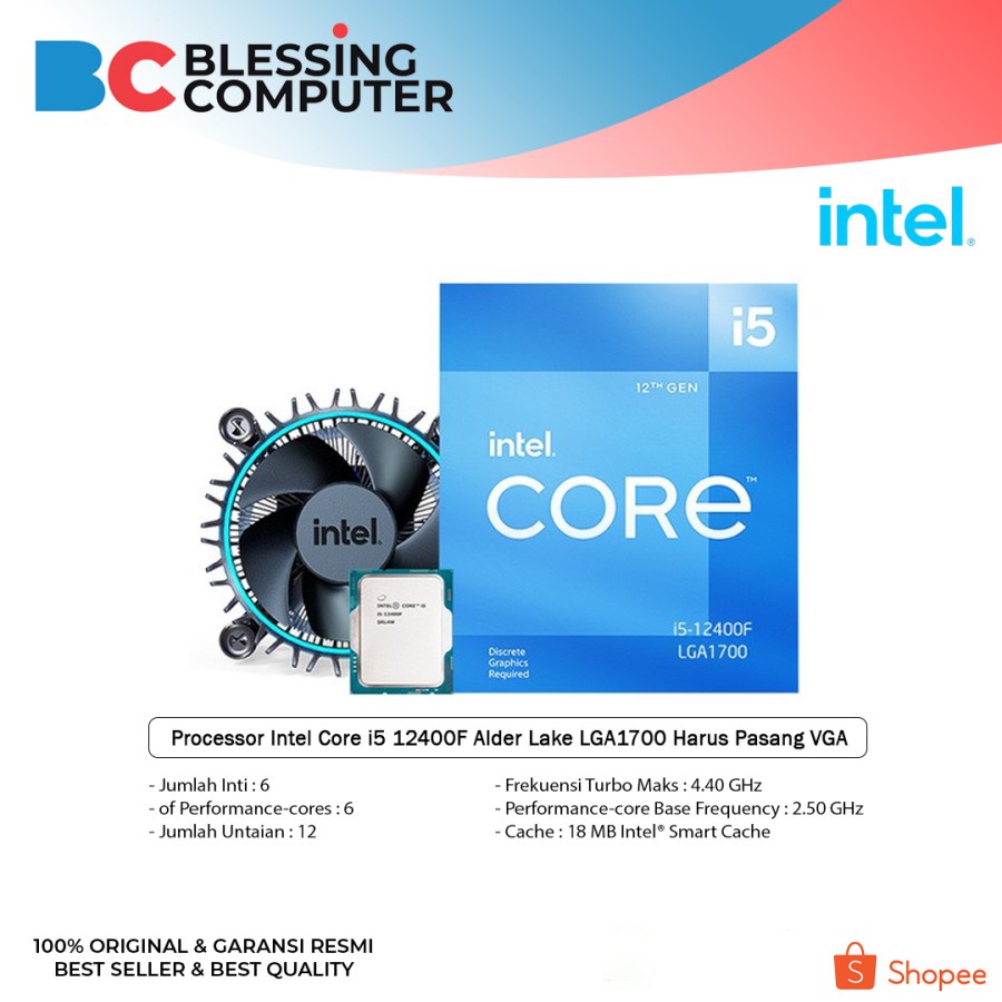 processor intel core i5 12400f alder lake lga1700 harus pasang vga