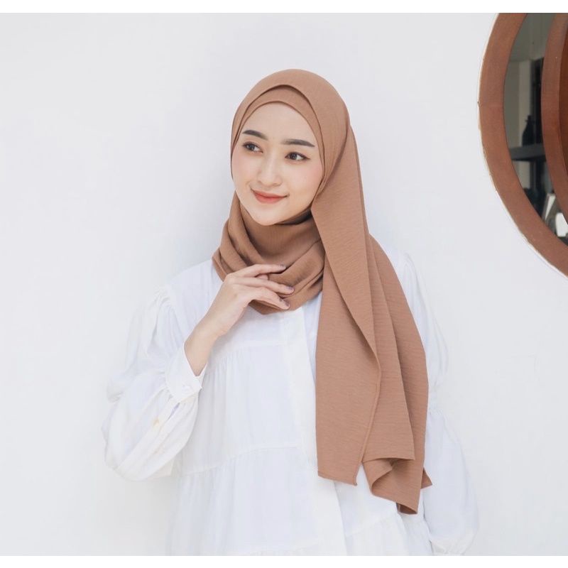 PASHMINA CRINCLE AIRFLOW COTTON SHAWL PREMIUM/HIJAB PASMINA CRINCLE AIRFLOW SHAWL 175X75-Moca
