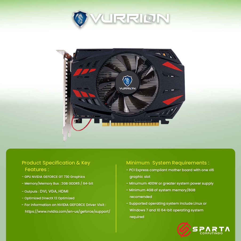 VGA Nvidia Geforce GT 730 2GB GDDR5 Vurrion New Garansi Resmi