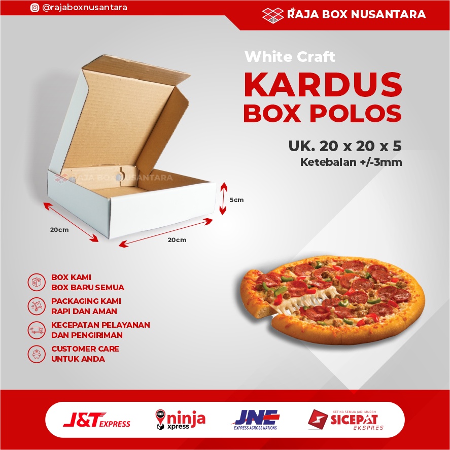

Box Pizza Die Cute Uk 20x20x5cm Polos Putih