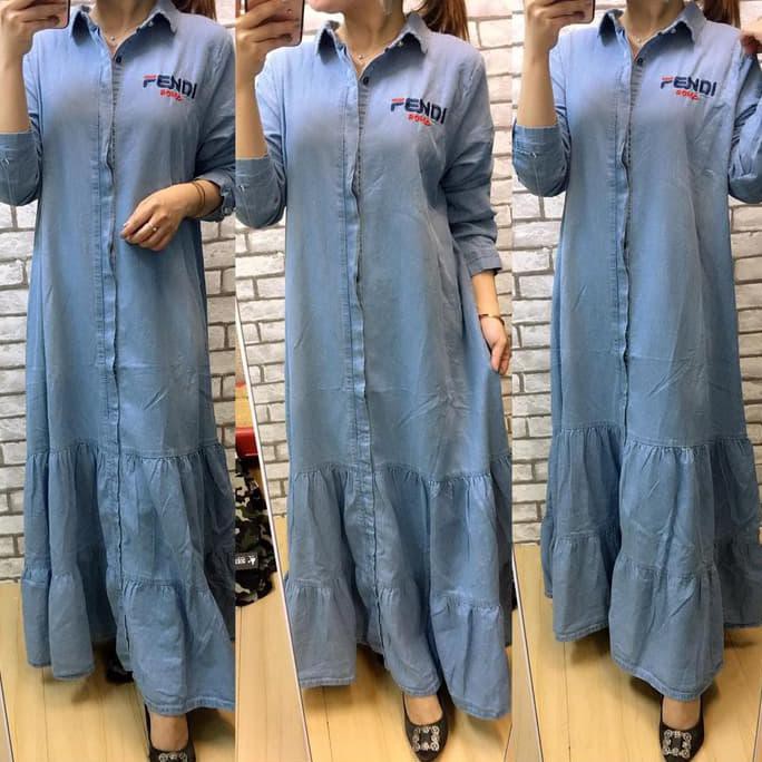 New BAJU BKK / GAMIS FENDI BAHAN DENIM IMPORT /BAJU IMPORT
