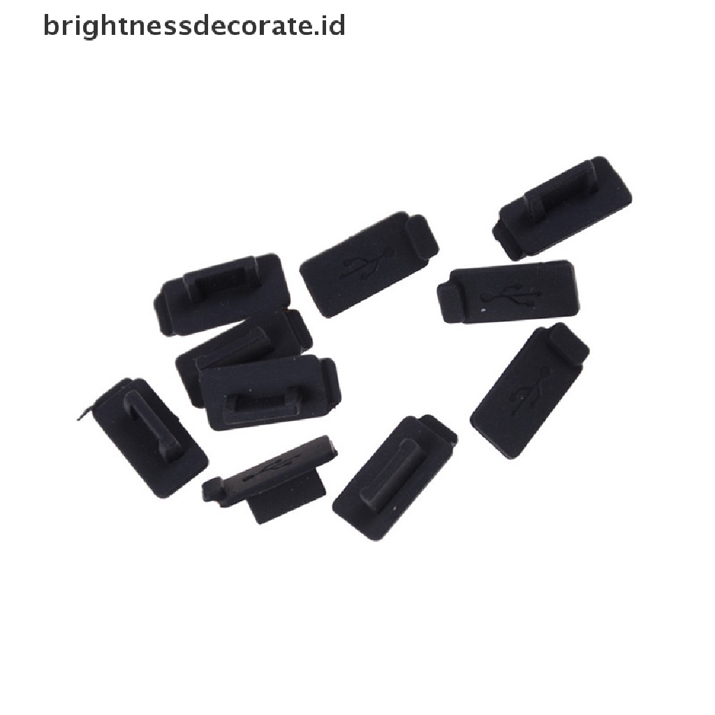 10pcs / Set Plug Usb Bahan Karet Silikon Warna Hitam Untuk Pc