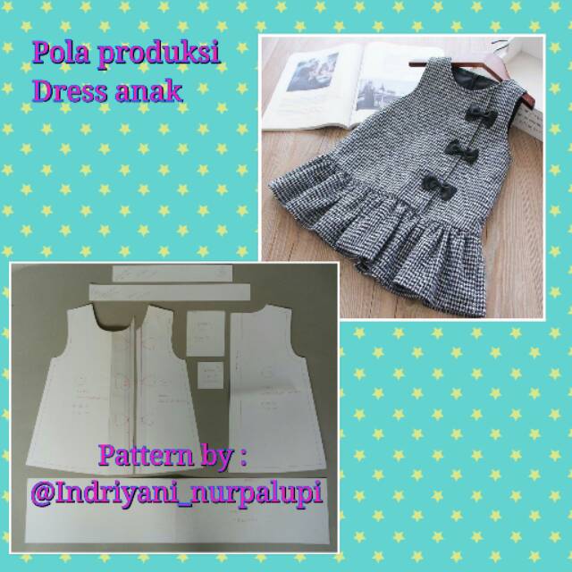 Pola produksi dress anak 024 model low waist