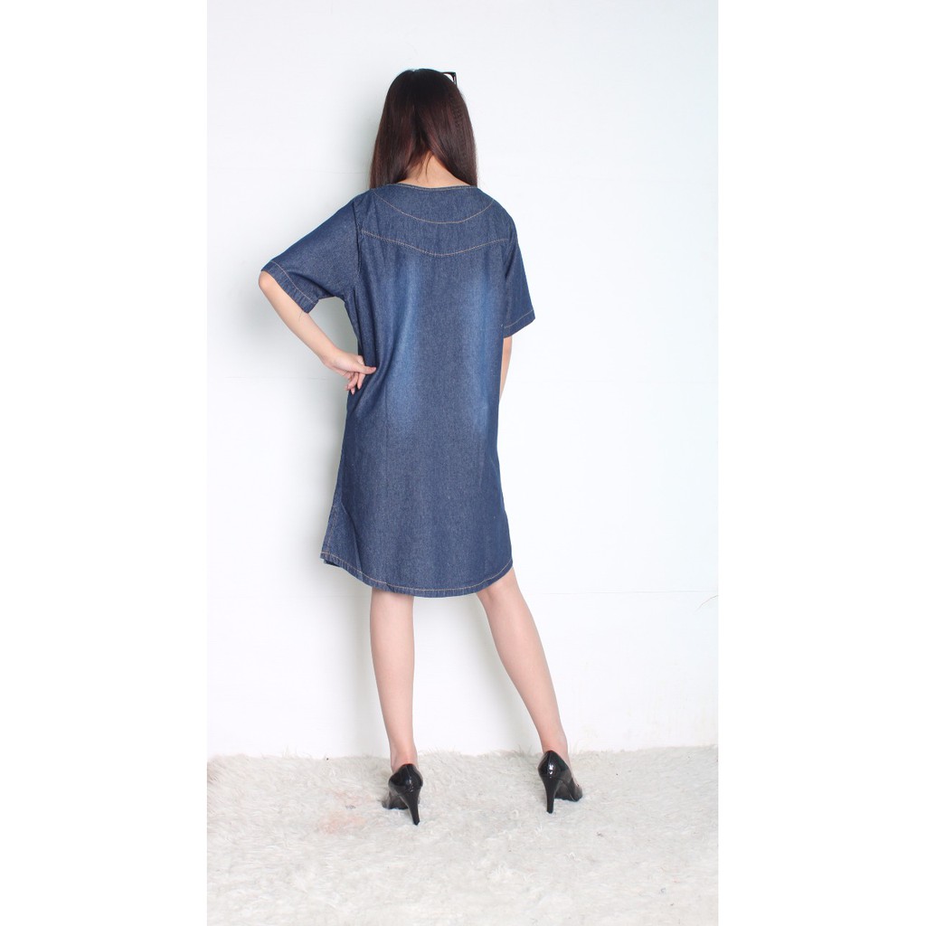 SB Collection Midi Dress Nindy Jeans Terusan Shortdress Wanita