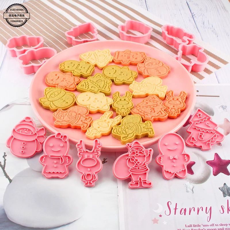 christmas plastic cookie cutter press set 6pcs / cetakan kue kering natal / xmas