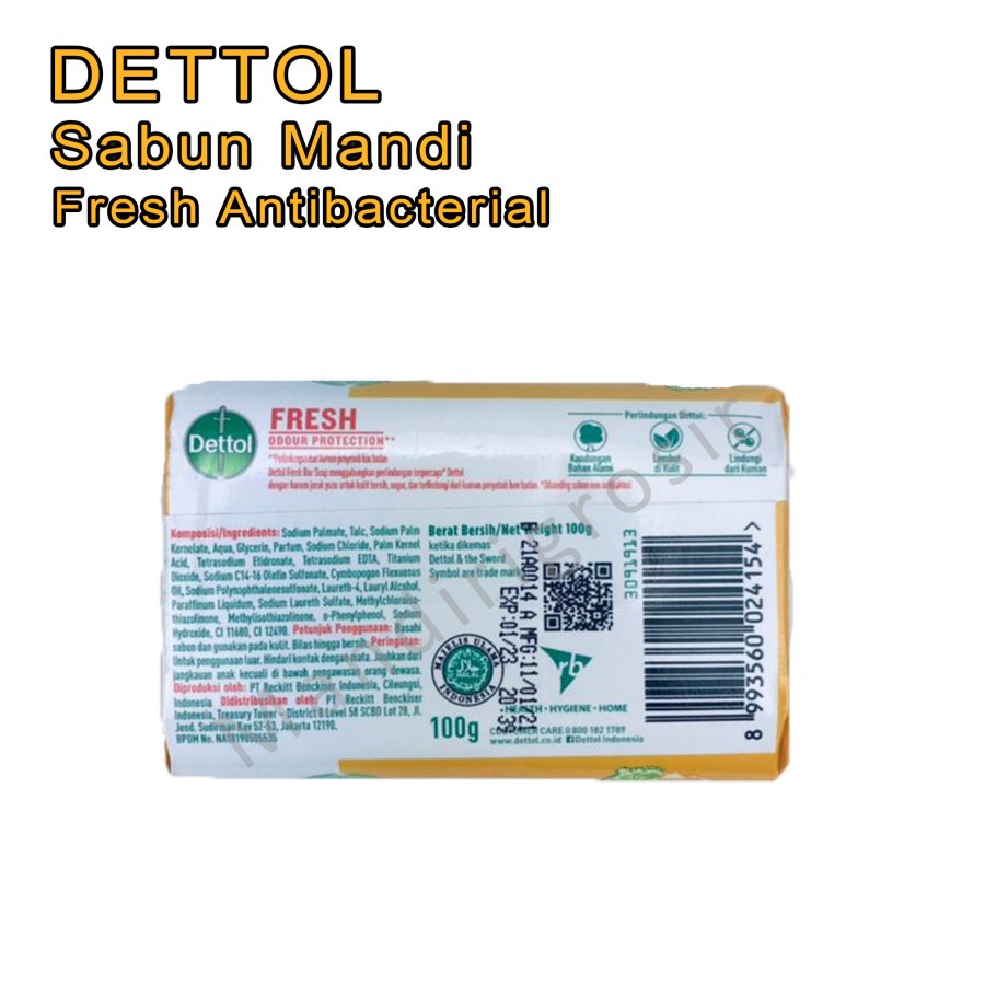 Sabun Mandi Batang * Dettol Bar Soap * Fresh * 100g