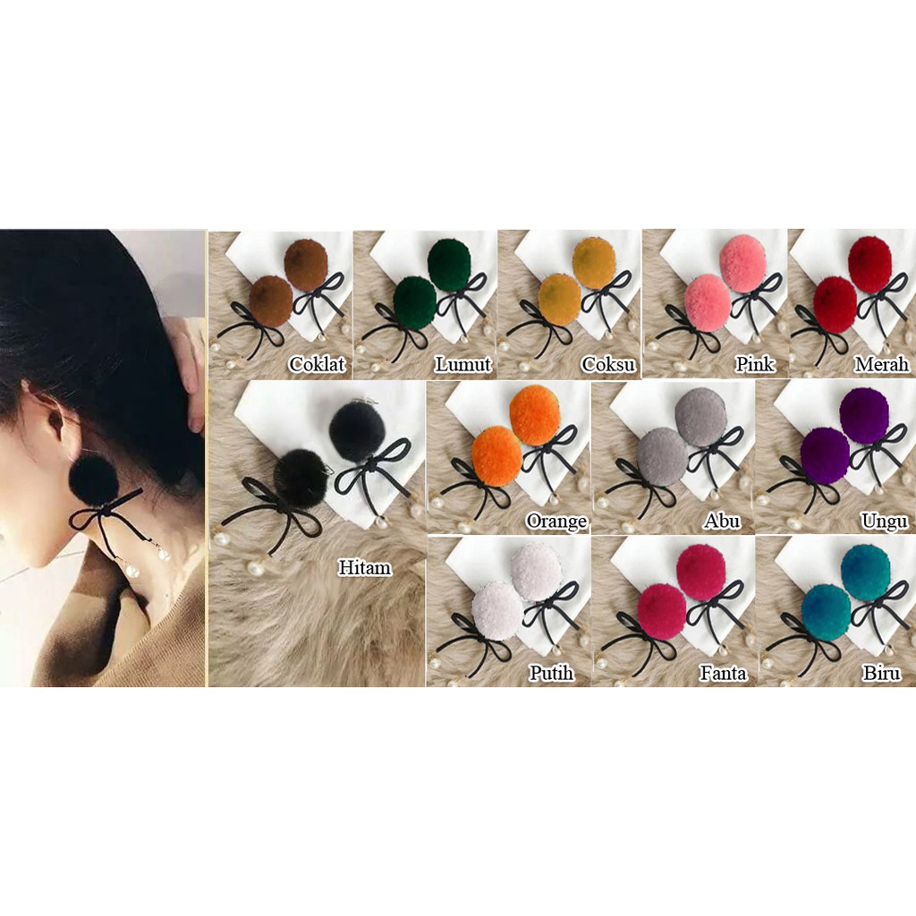 ANTING HOOKS WANITA KEKINIAN MODEL KOMBINASI PITA DAN MUTIARA POM 01