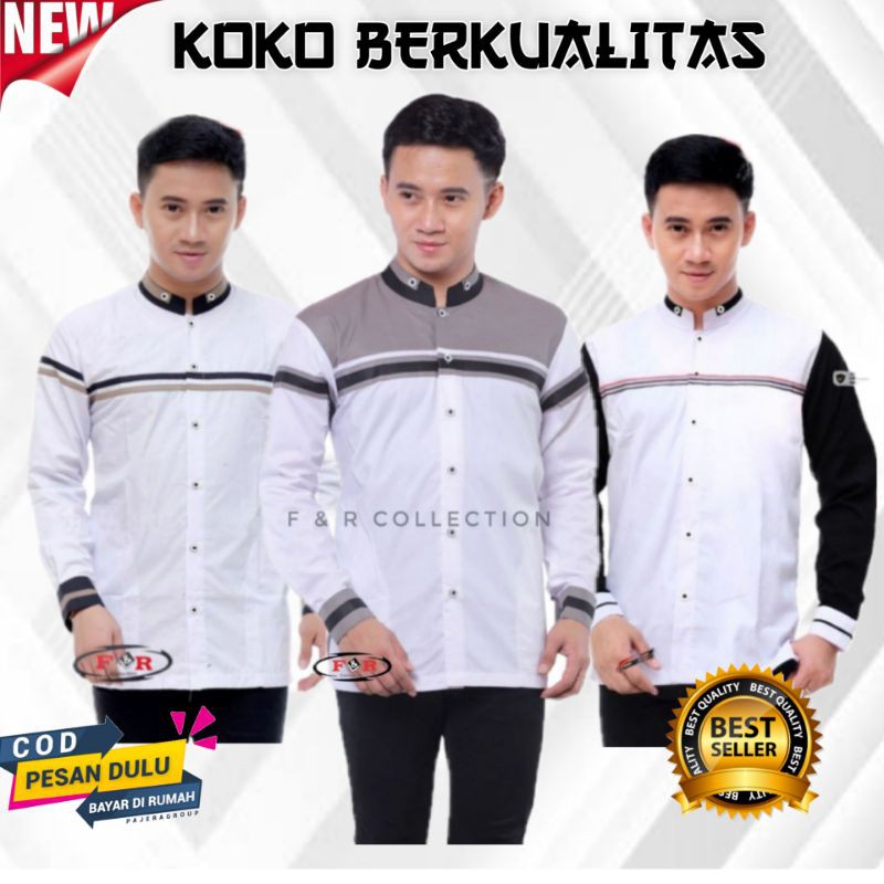 Baju Koko Hadroh Lengan panjang Putih  | Baju Kokoh Dewasa Lengan Panjang | koko azzahir Terbaru