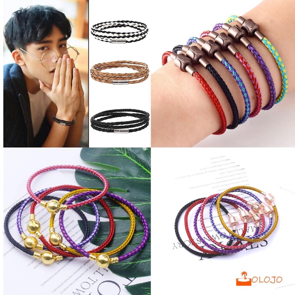 OLOJO Tahan Air Bracelet Tali Kawat Gelang Pria Dan Wanita Tahun Hidup 3D Keras Emas DIY Multi-warna