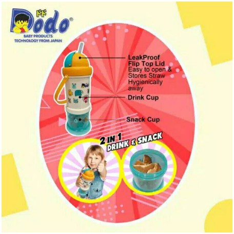 Dodo Drink &amp; Snack Cup Botol Minum Anak Plus Tempat Snack DDC014