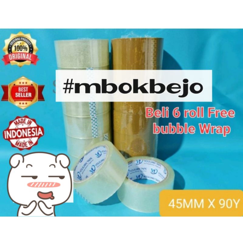 LAKBAN BENING COKLAT  MURAH KUAT KOKOH PLESTER  TAPE  90 yard 45 mm #mbokbejo