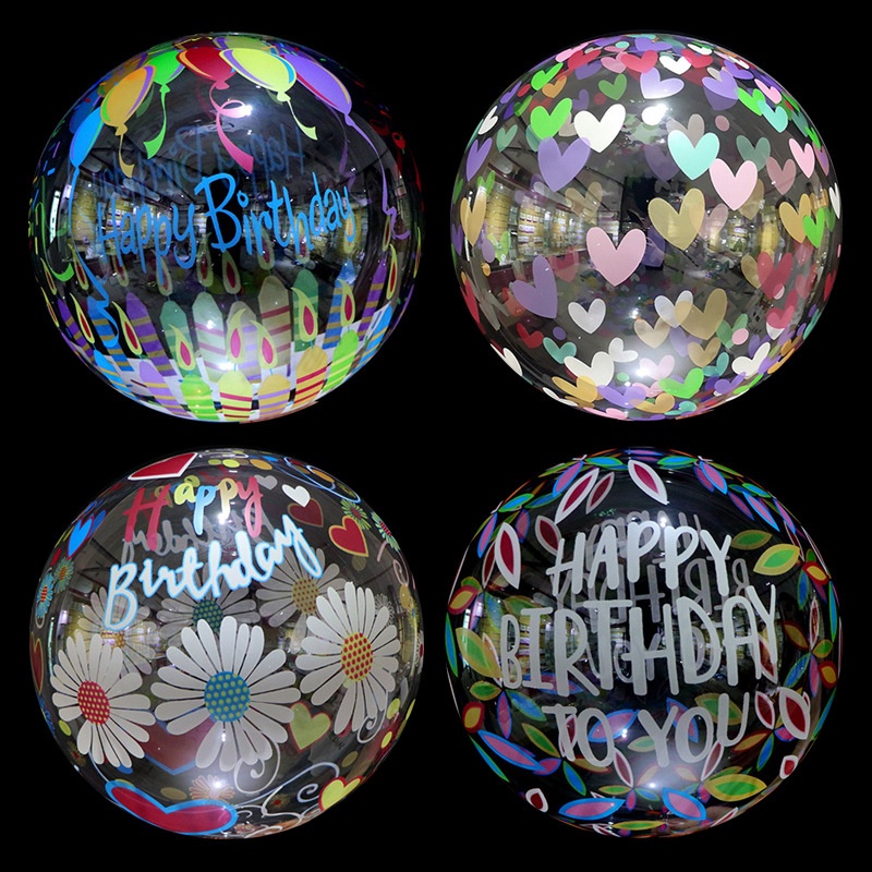 Balon Helium Transparan Motif Print Daun Bunga Gaya Hawaii Ukuran 20 Inci Untuk Dekorasi Pesta